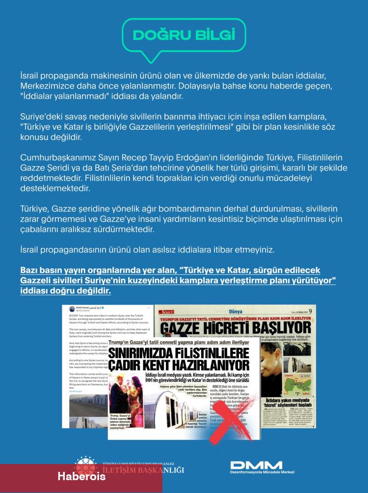 Türkiye ve Katar’ın 'Gazzelileri Suriye’ye yerleştirme planı' iddiası yalanlandı