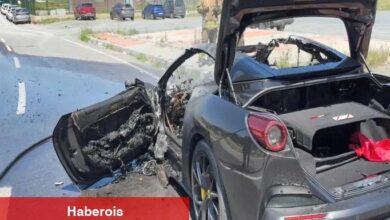Adalı'nın oğlunun Ferrari'si yolda yanıp küle döndü