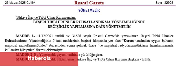 Beşeri Tıbbi Ürünler Ruhsatlandırma Yönetmeliği’nde değişiklik