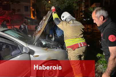 Düzce’de otoparkta araba alev aldı