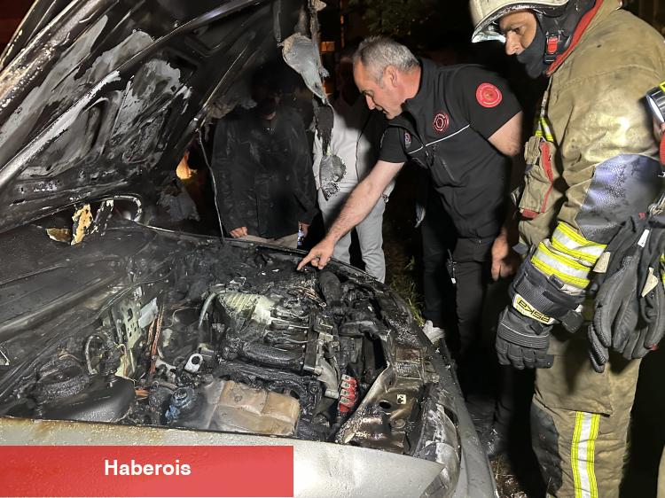 Düzce’de otoparkta araba alev aldı