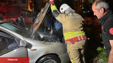Düzce’de otoparkta araba alev aldı