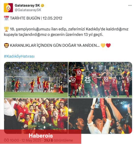 Galatasaray'dan Fenerbahçe'ye 12 Mayıs göndermesi