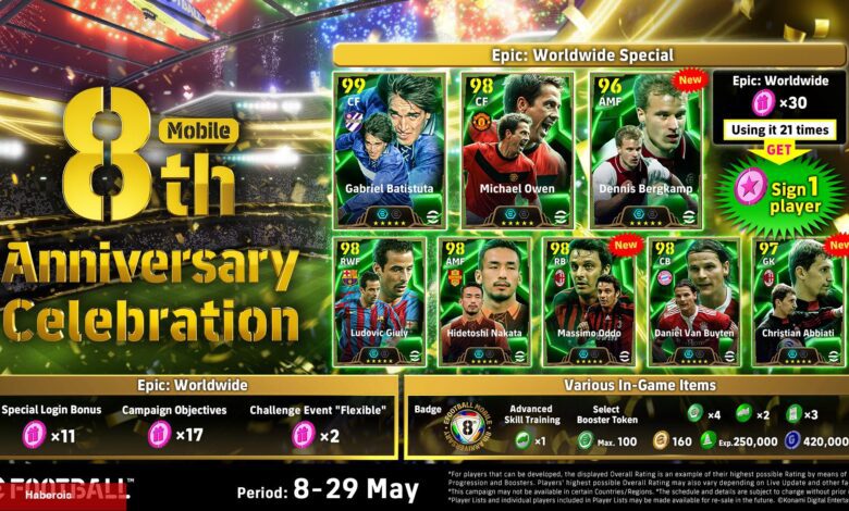 KONAMI, eFootball Mobile'ın 8. Yıl Dönümünü Özel Oyun İçi Bir Kampanyayla Kutluyor