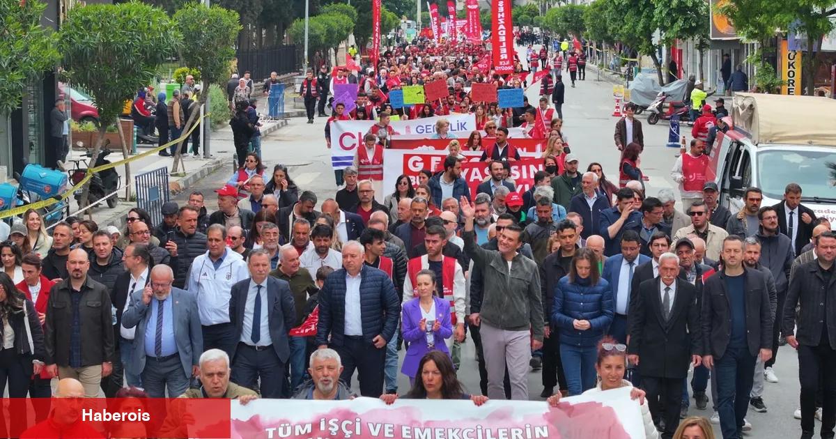 Manisa'da Lider Zeyrek işçilerle omuz omuza yürüdü