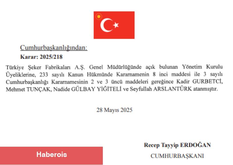 Türkiye Şeker Fabrikaları'na yeni atamalar... Mehmet Tunçak da idarede