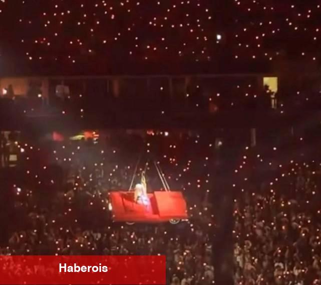 Beyonce'nin konserinde kaygı dolu anlar! Metrelerce yüksekten düşmekten son anda kurtuldu