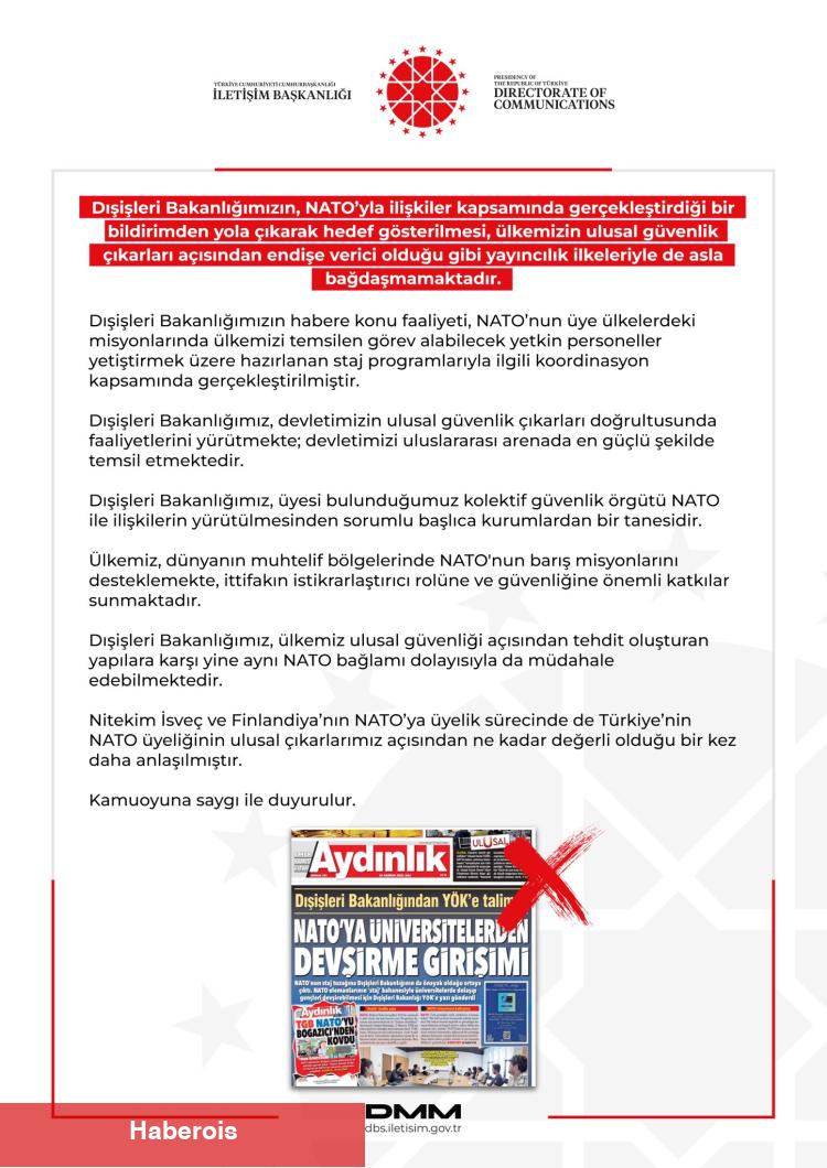Dışişleri'nden NATO bağlamında maksat gösterme argümanlarına cevap