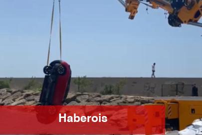 Keşan'da el freni unutulan araba denize uçtu