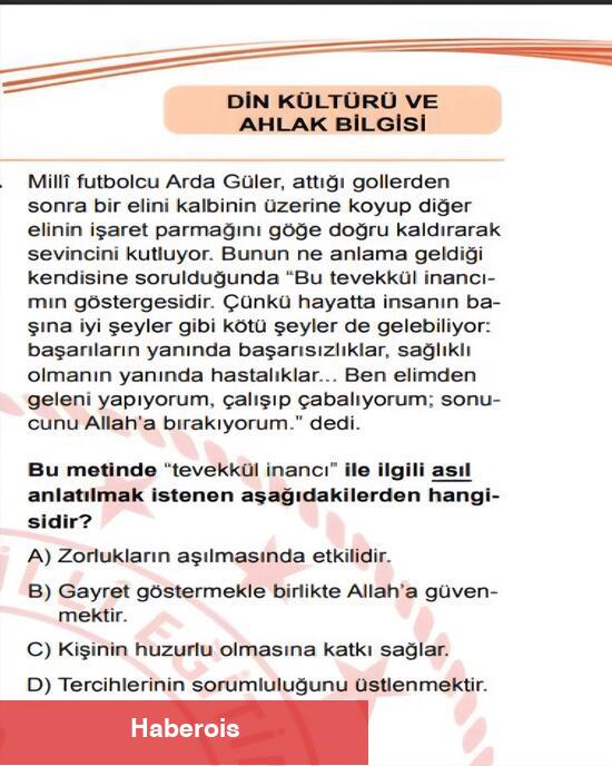 LGS'de Arda Güler sorusu soruldu!