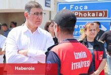 Lider Tugay Foça'da yangın bölgesinde